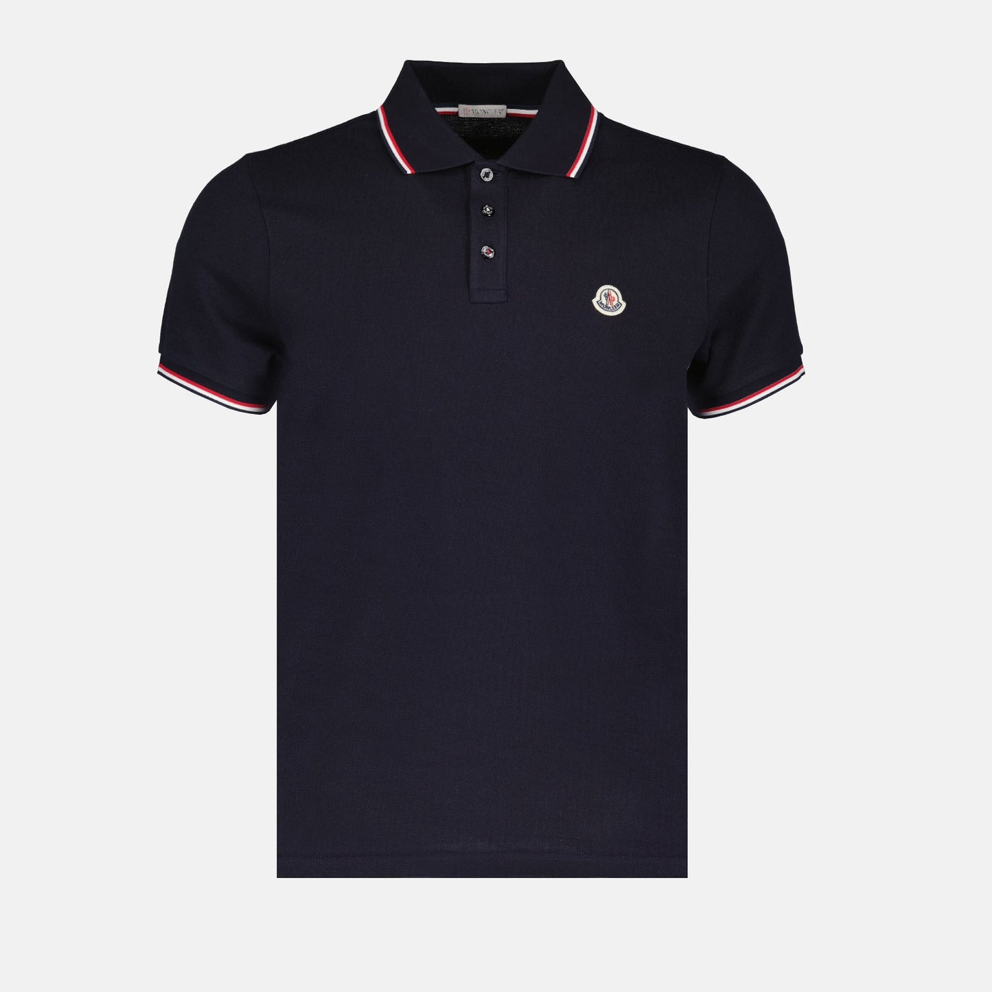 Moncler, men's polo, luxury fashion, blue trim polo, designer menswear