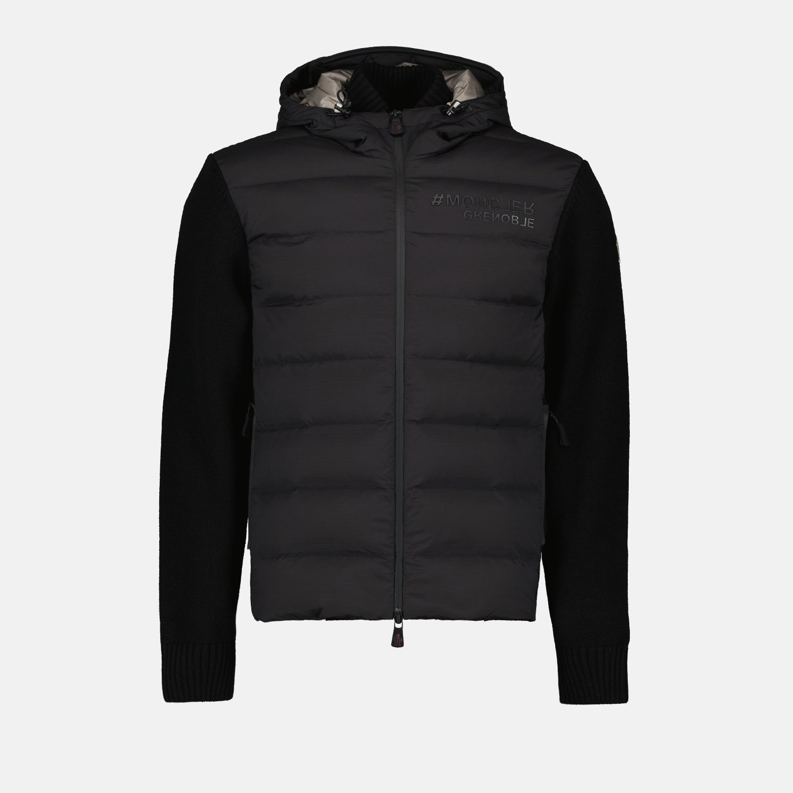 Moncler Grenoble, luxury men's jacket, black bimaterial jacket, high-end men's fashion, designer winter wear