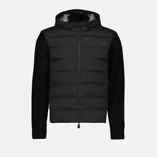 Moncler Grenoble, luxury men's jacket, black bimaterial jacket, high-end men's fashion, designer winter wear