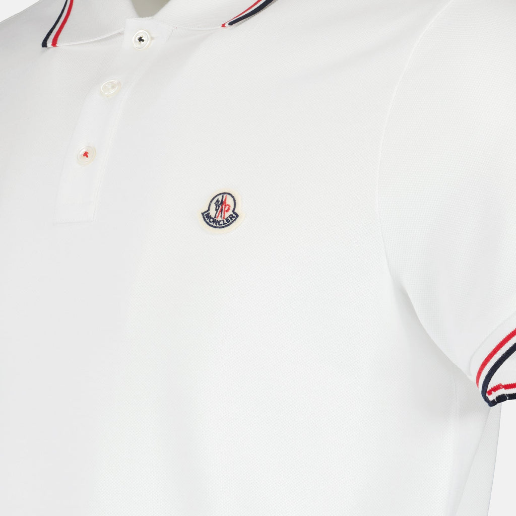White Polo with Logo and Trim