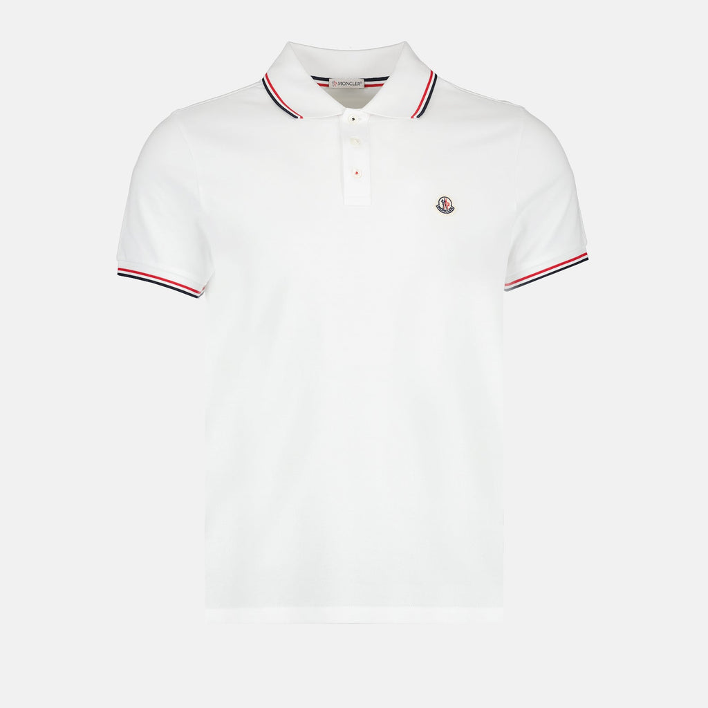 White Polo with Logo and Trim