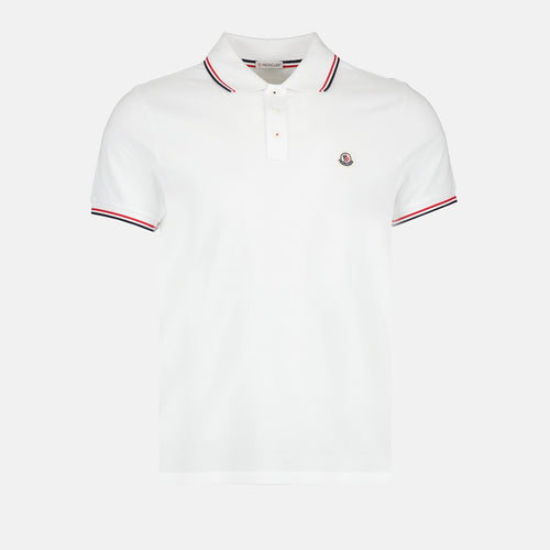 White Polo with Logo and Trim