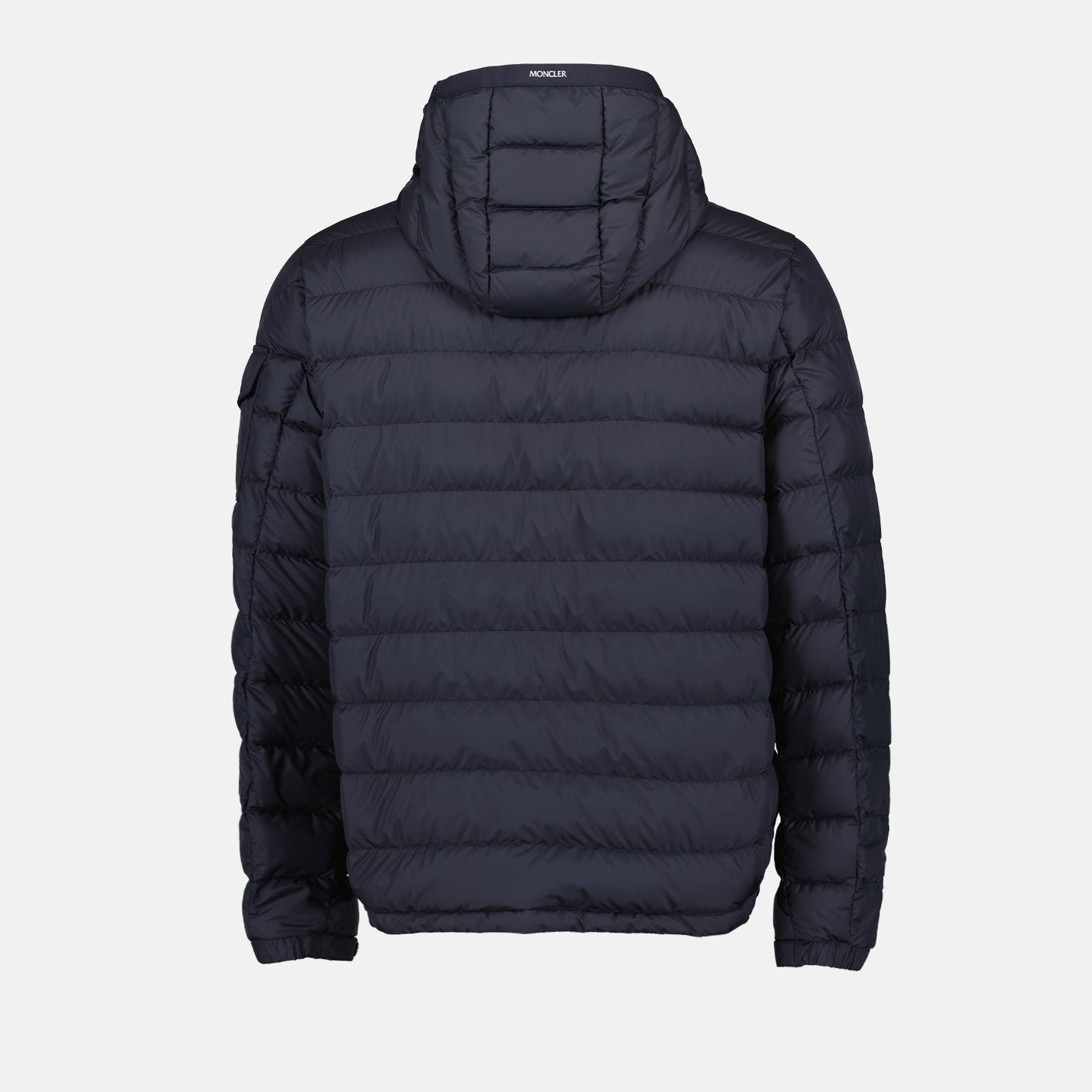 Moncler jacket, luxury men's outerwear, blue winter jacket, high-end fashion, designer men's clothing