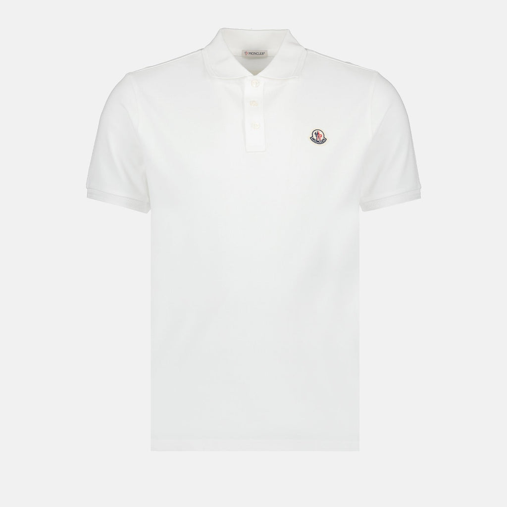 Moncler, men's polo shirt, luxury fashion, white polo, designer clothing