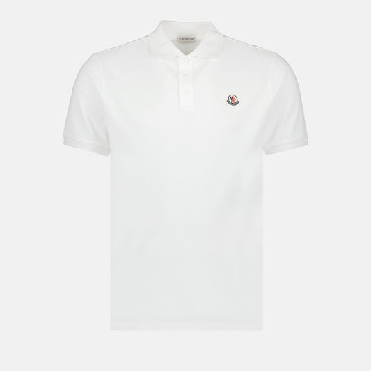 Moncler, men's polo shirt, luxury fashion, white polo, designer clothing