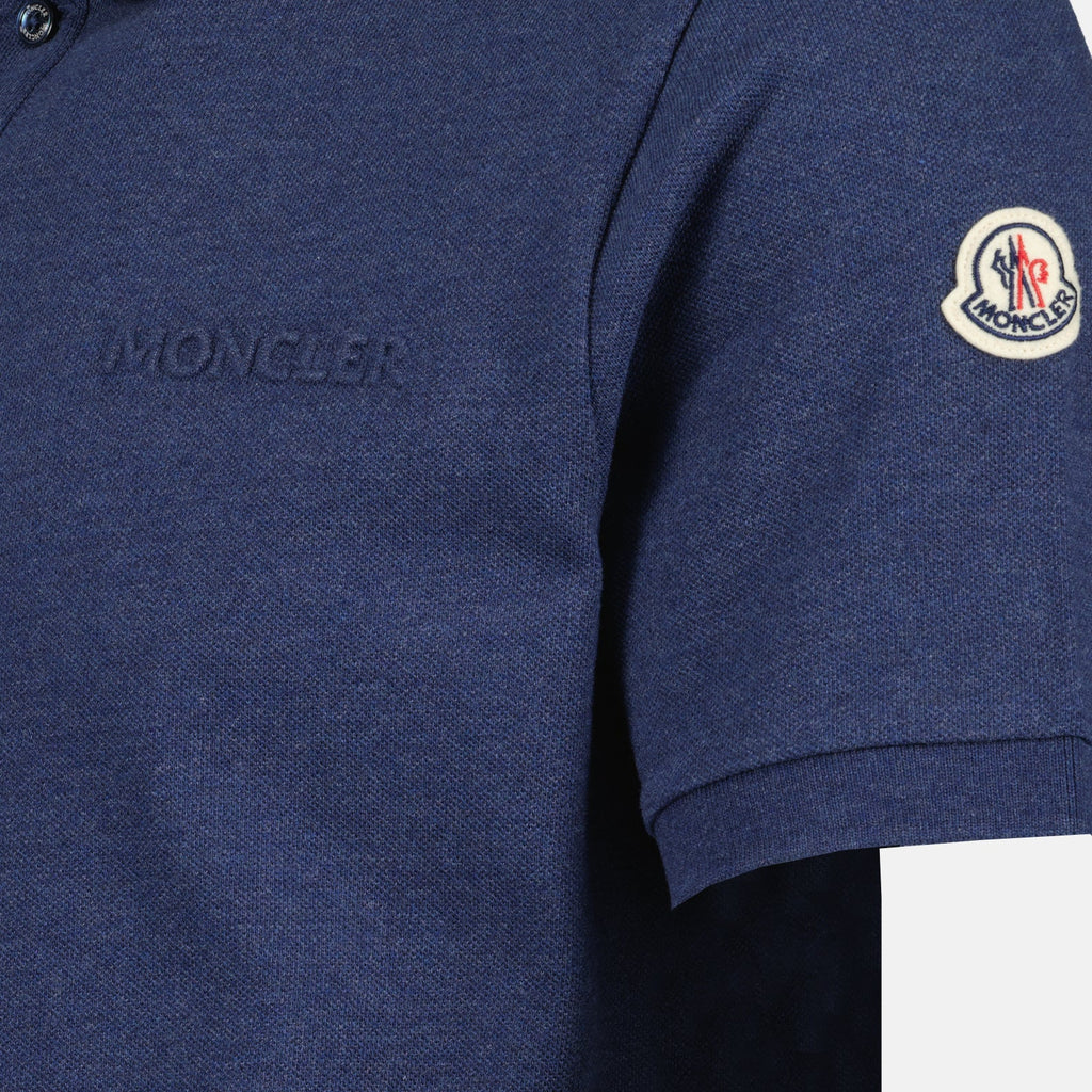 Moncler polo, luxury men's wear, designer polo shirt, blue polo Moncler, men's fashion
