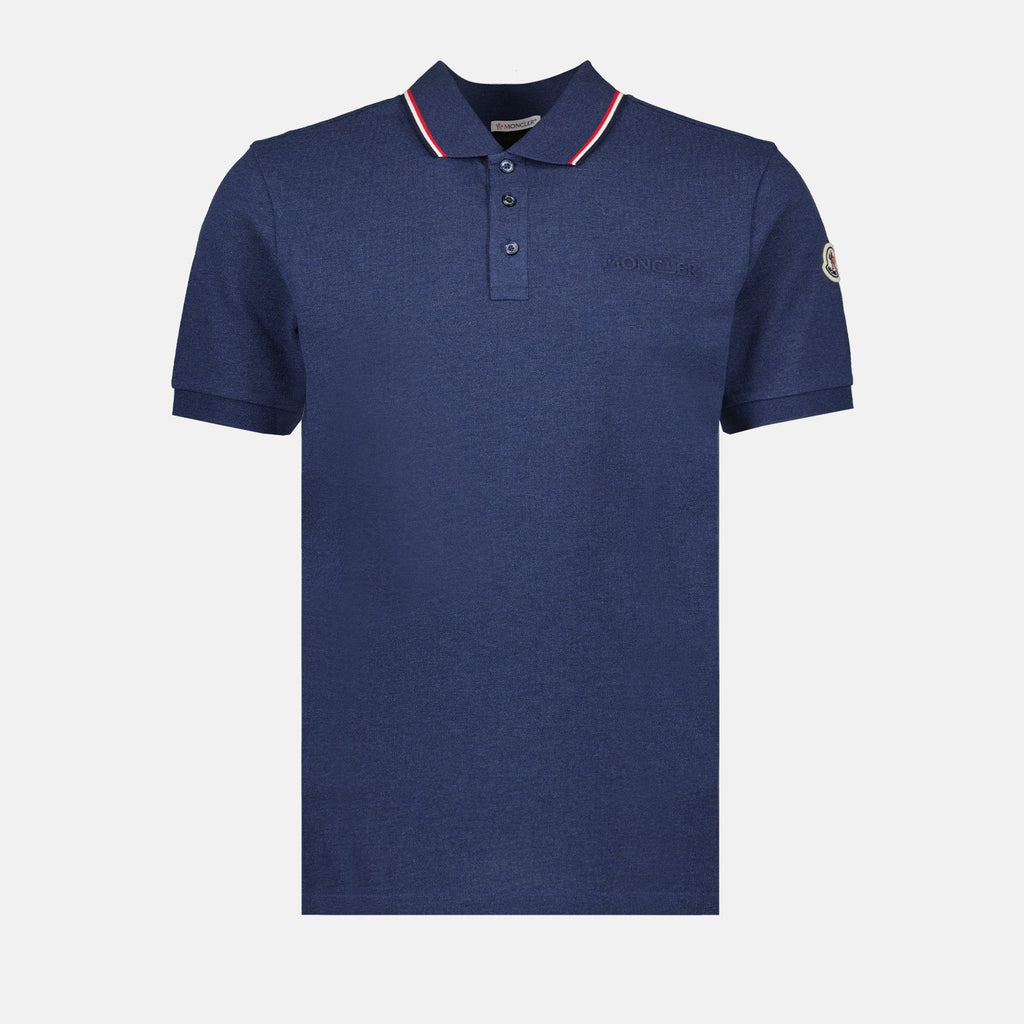 Moncler polo, luxury men's wear, designer polo shirt, blue polo Moncler, men's fashion