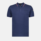 Moncler polo, luxury men's wear, designer polo shirt, blue polo Moncler, men's fashion