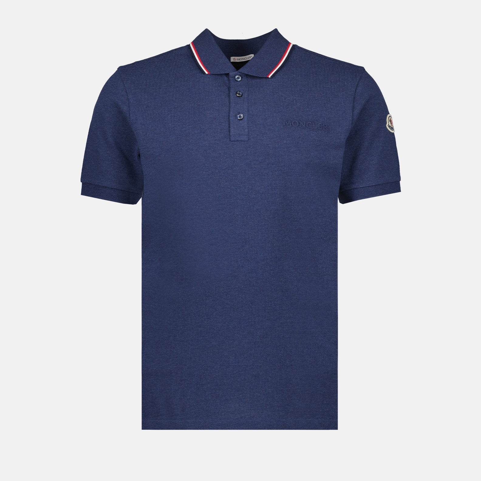 Moncler polo, luxury men's wear, designer polo shirt, blue polo Moncler, men's fashion