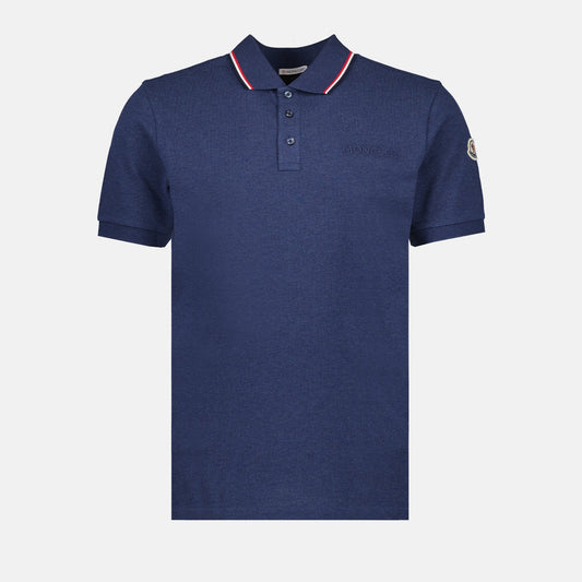 Moncler polo, luxury men's wear, designer polo shirt, blue polo Moncler, men's fashion