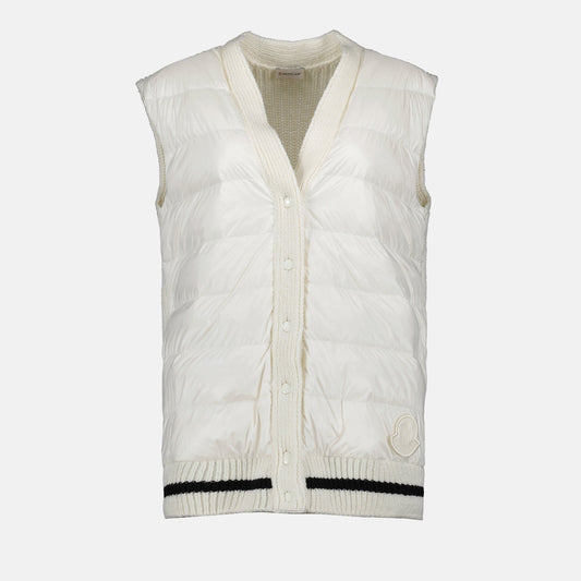 Moncler, Sleeveless Cardigan, Women's Luxury Fashion, White Cardigan, Designer Clothing