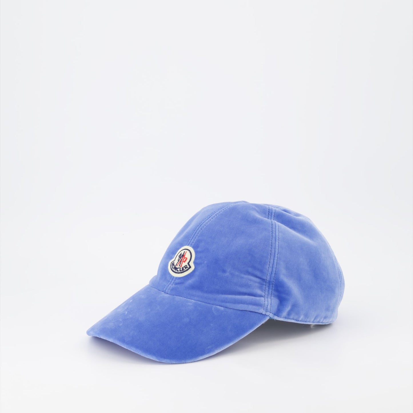 Moncler cap, Women's velvet cap, Light blue cap, Luxury accessories, Elegant headwear