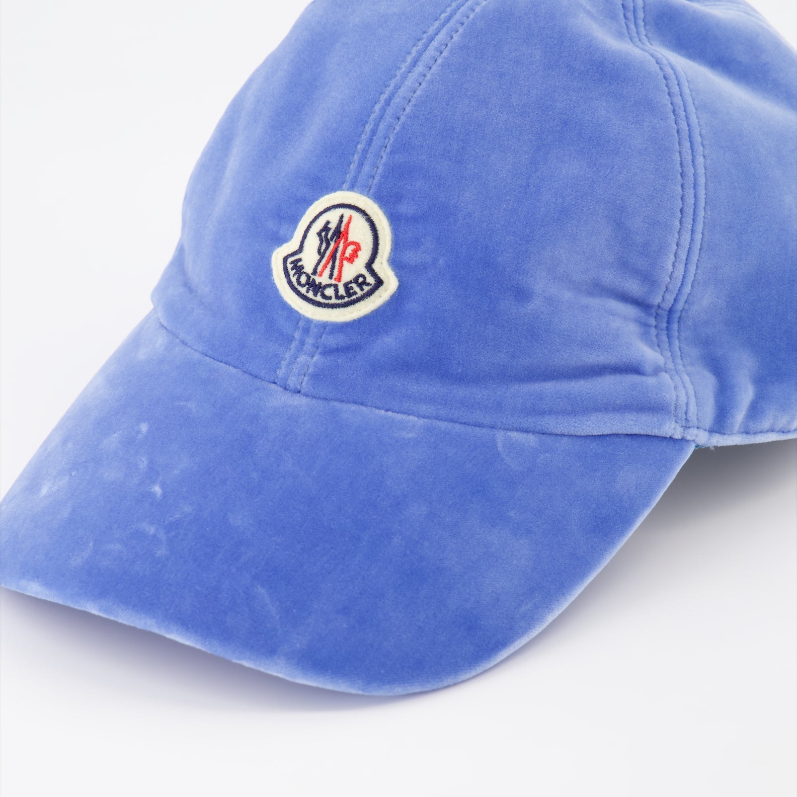 Moncler cap, Women's velvet cap, Light blue cap, Luxury accessories, Elegant headwear