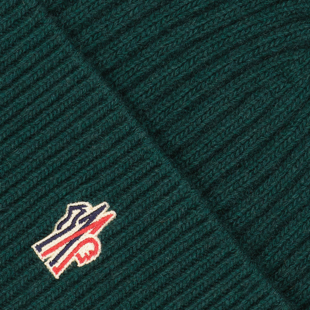 Moncler beanie, green logo beanie, luxury winter accessories, Moncler Grenoble, designer beanie