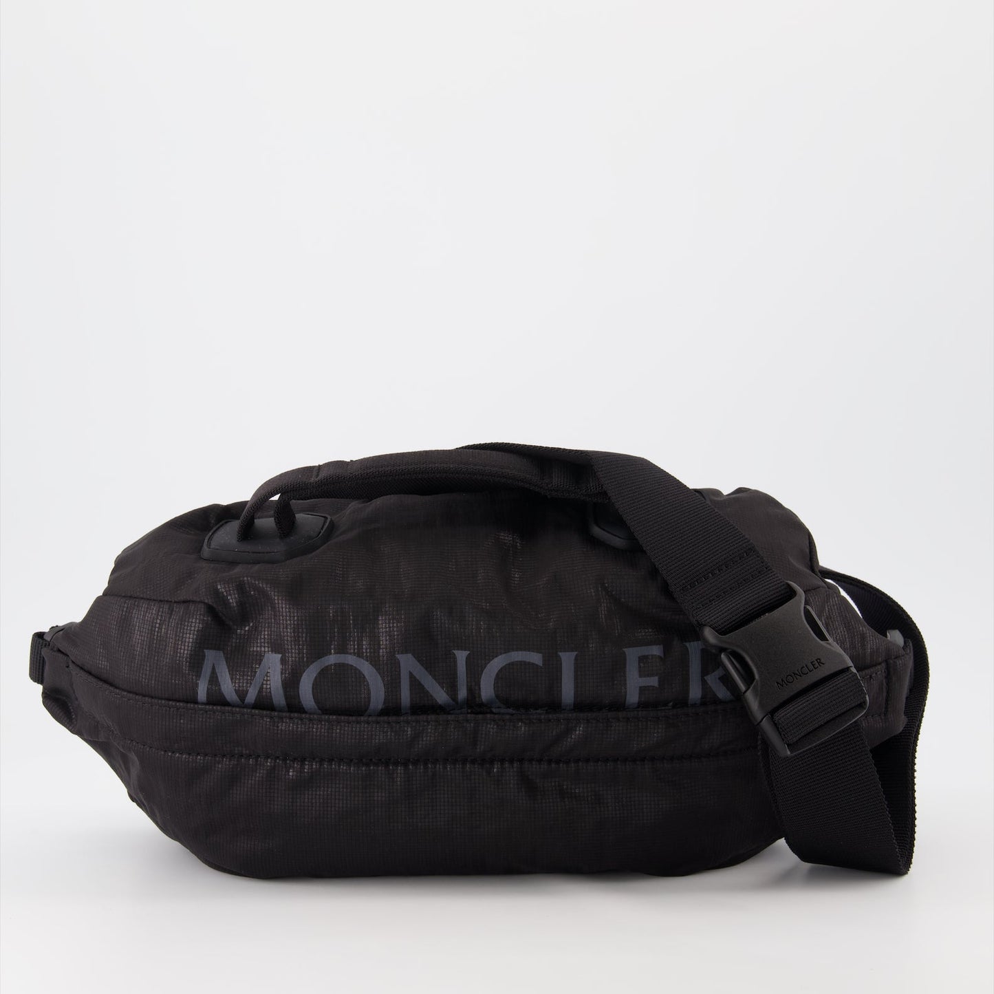 Moncler bum bag, luxury men's accessories, black leather bum bag, designer bum bag, high-end men's fashion