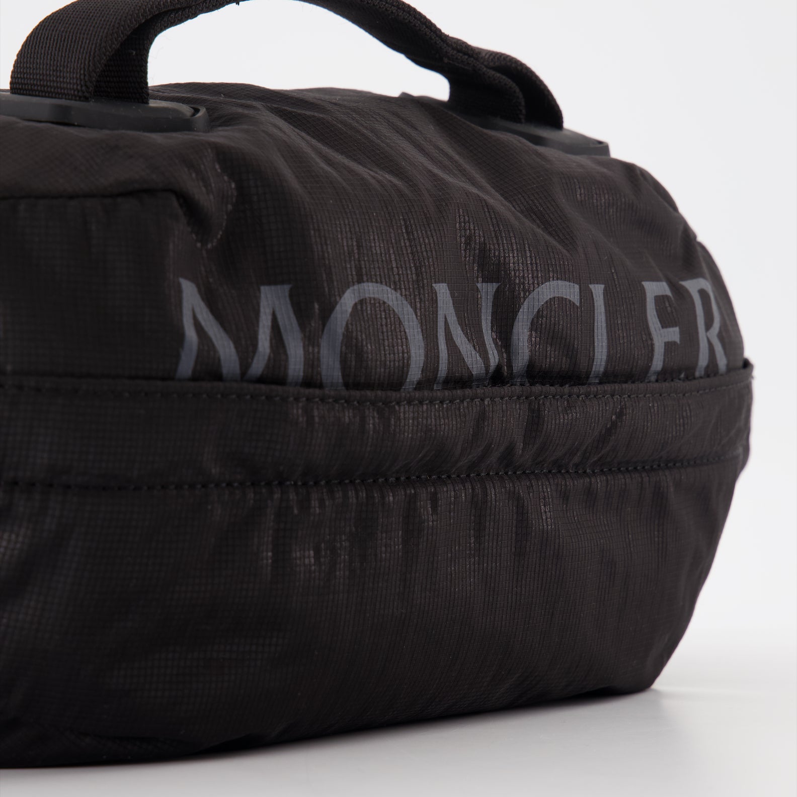 Moncler bum bag, luxury men's accessories, black leather bum bag, designer bum bag, high-end men's fashion