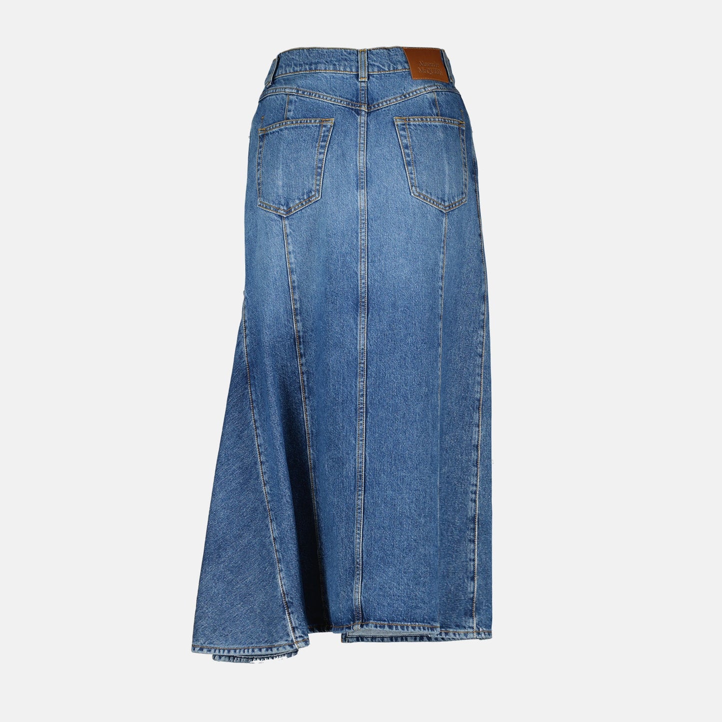 Alexander McQueen, Women's Denim Skirt, Luxury Fashion, High-Waisted Skirt, Split Skirt