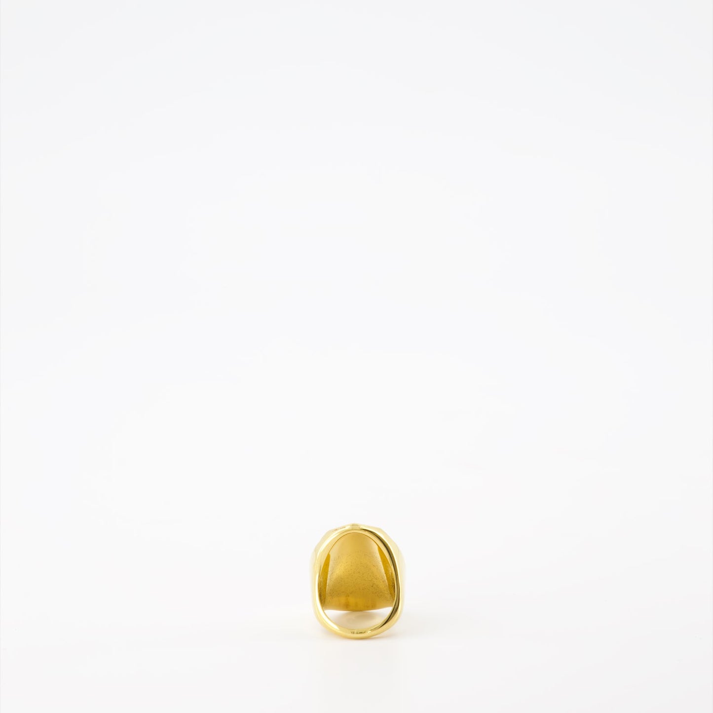 Alexander McQueen ring, Faceted stone jewelry, luxury golden ring, women's designer ring, high-end fashion accessory