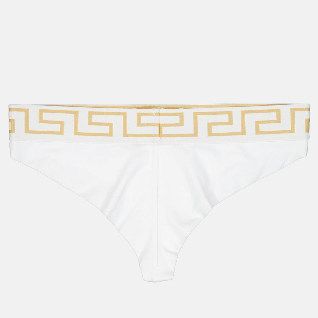 Versace, Medusa Briefs, Women's Luxury Underwear, White Briefs, Designer Lingerie