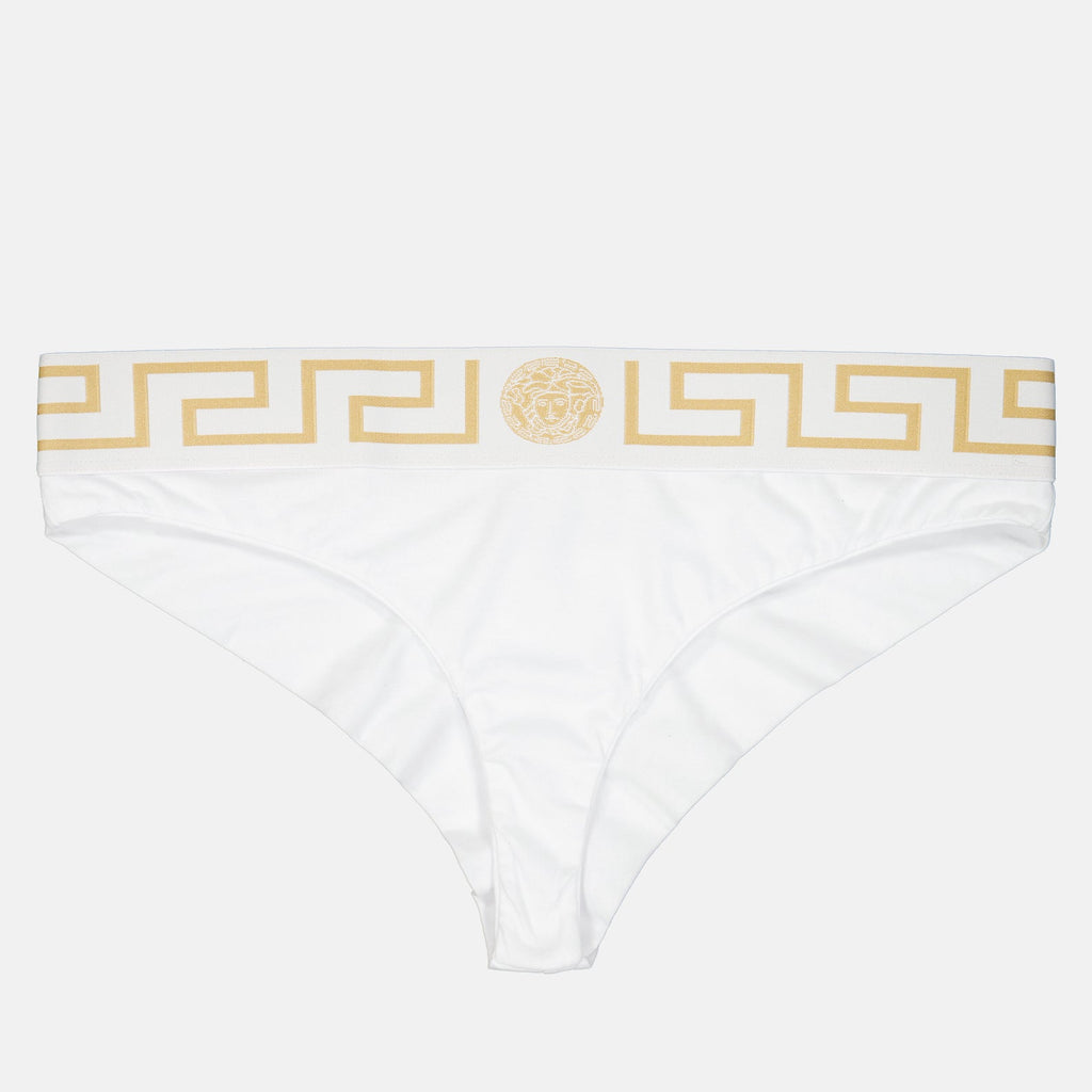 Versace, Medusa Briefs, Women's Luxury Underwear, White Briefs, Designer Lingerie