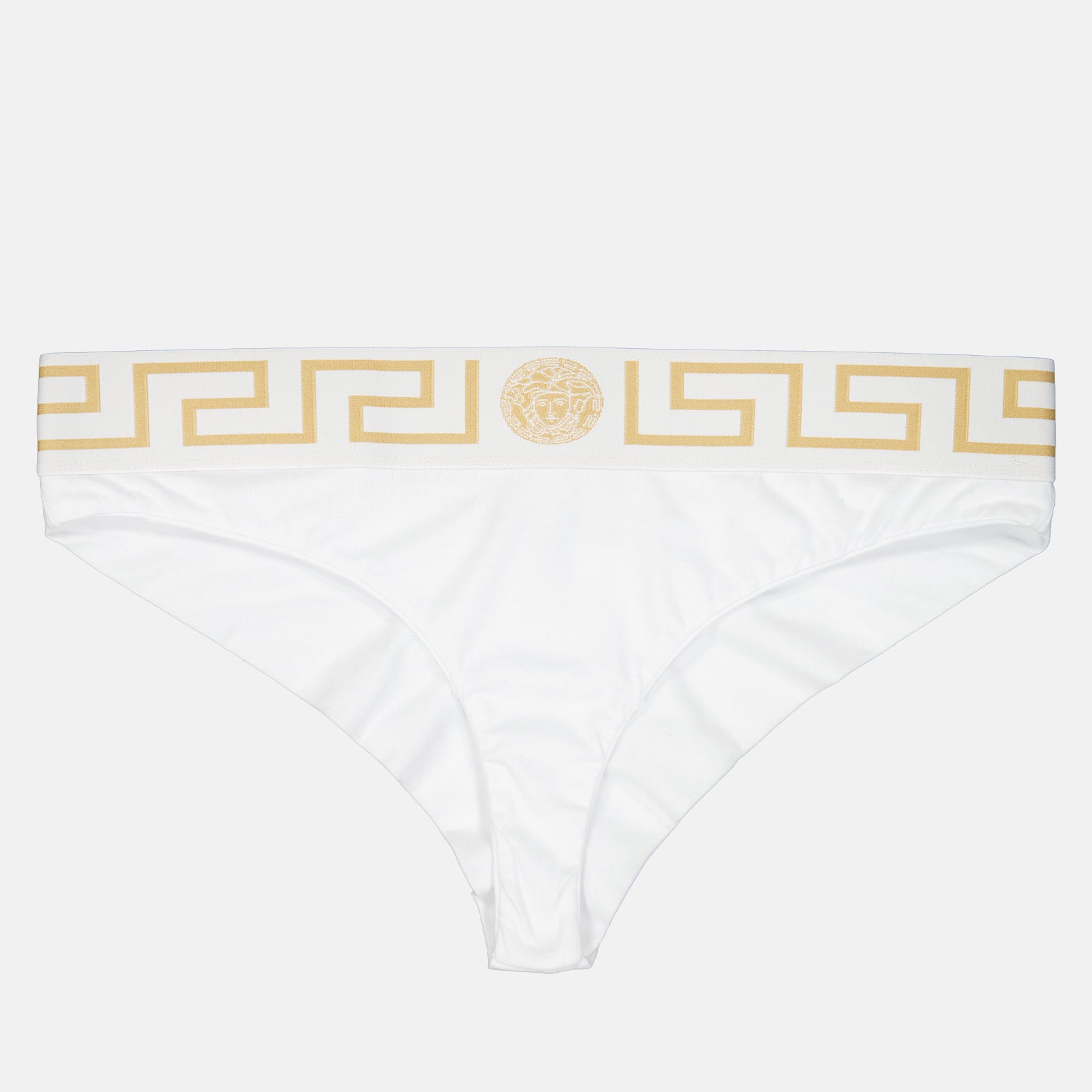 Versace, Medusa Briefs, Women's Luxury Underwear, White Briefs, Designer Lingerie