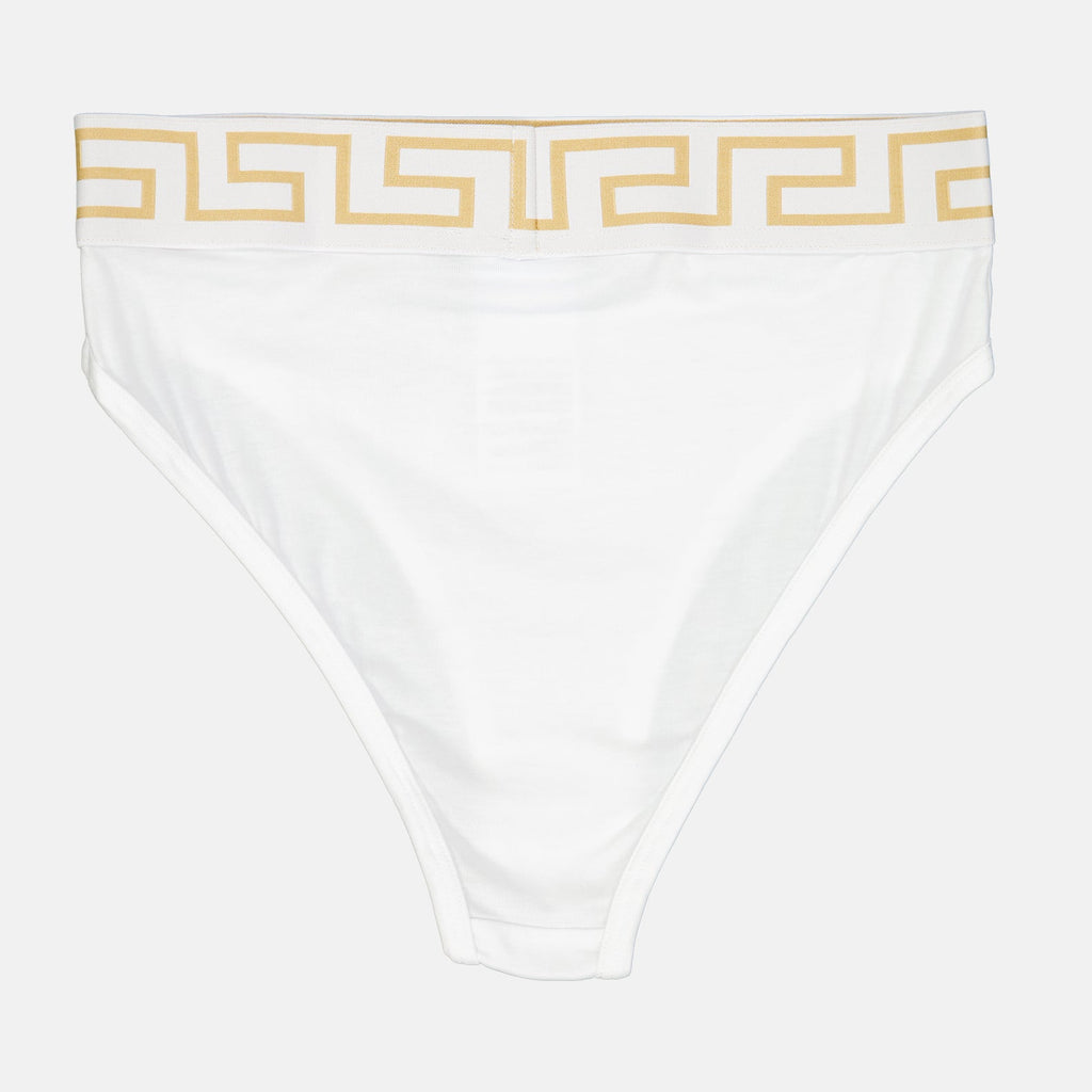 Versace lingerie, high-cut brief, Greca pattern, luxury women's underwear, designer lingerie
