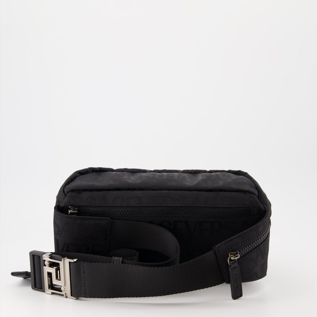 Versace belt bag, monogram belt bag, nylon belt bag, Greca accents, designer belt bag