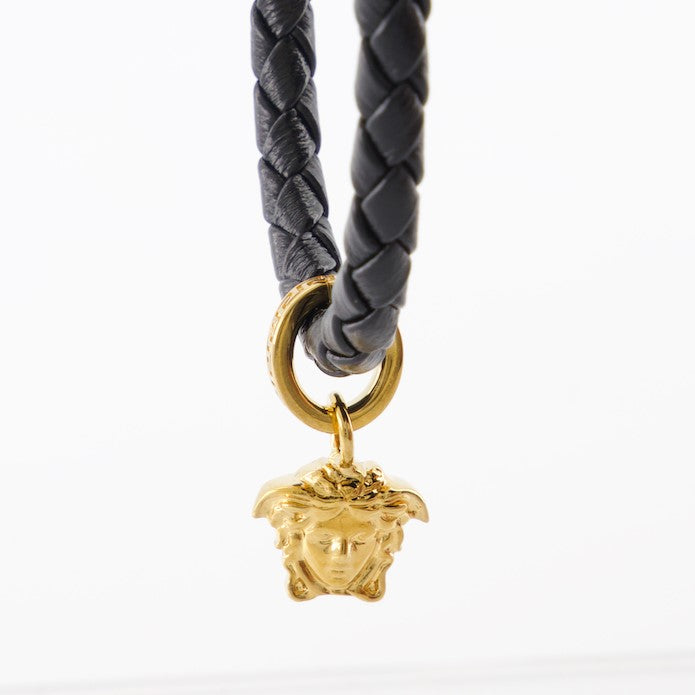 Versace, Medusa bracelet, luxury leather bracelet, women's accessories, braided leather bracelet