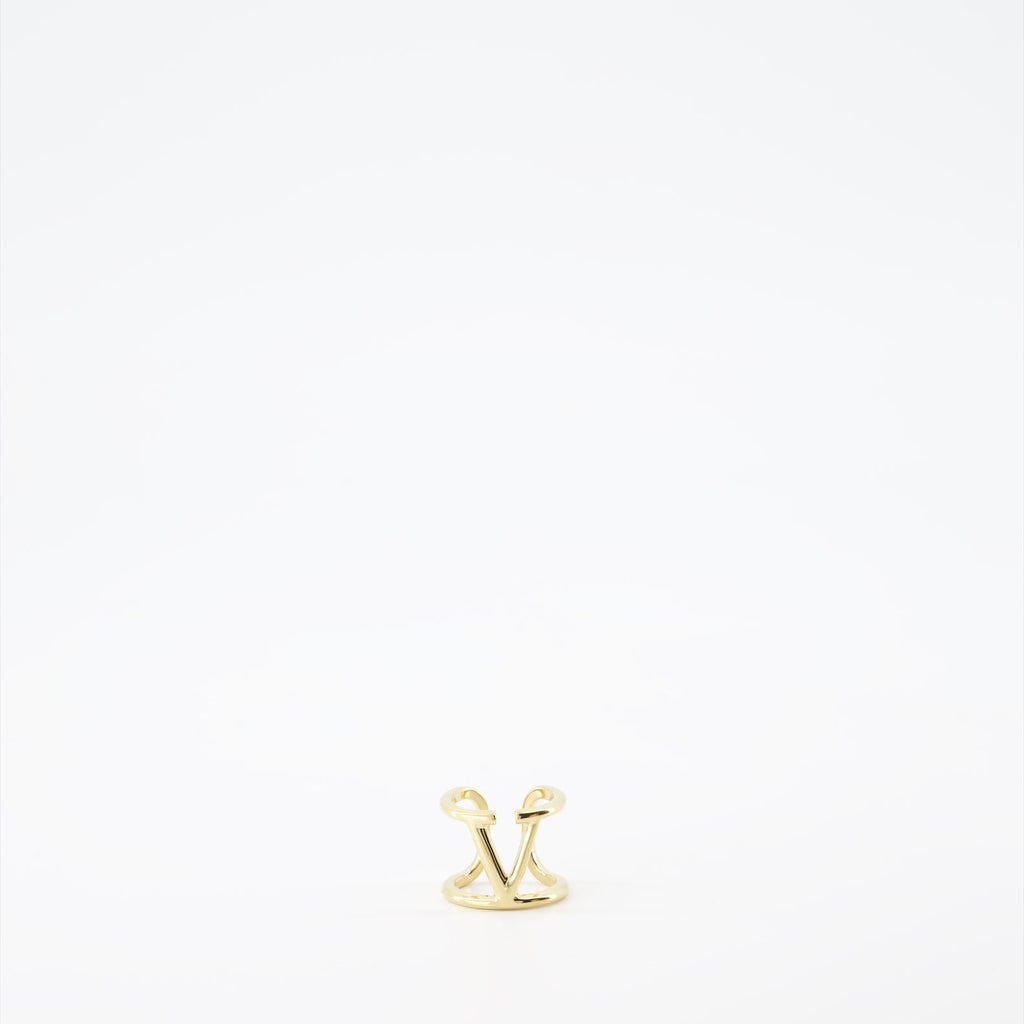 Valentino Garavani, Vlogo ring, gold metal ring, luxury accessories, designer jewelry