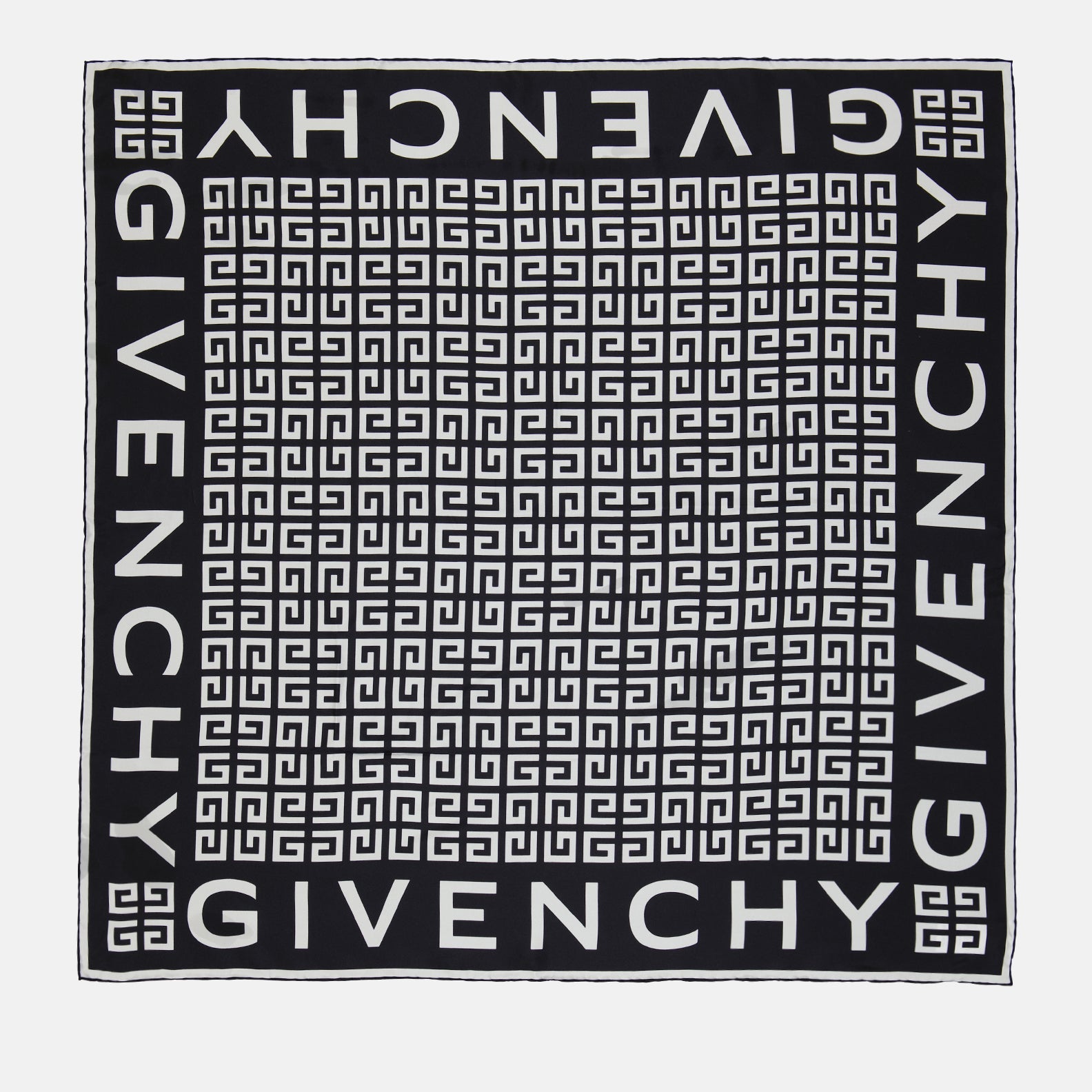 Givenchy silk scarf, luxury women's accessories, 4G pattern, designer scarf, elegant black scarf