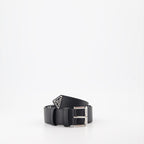 Saffiano leather belt, Prada belt, luxury accessories, triangle logo belt, high-end men's belts