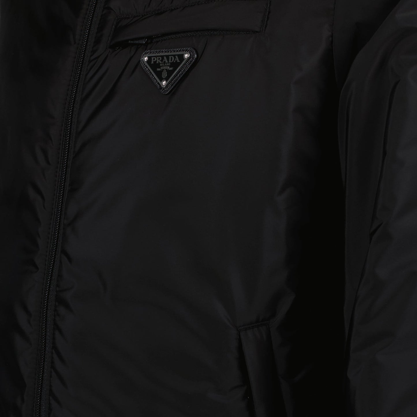 Prada down jacket, Re-Nylon jacket men, luxury outerwear, sustainable fashion, high-end men's jacket