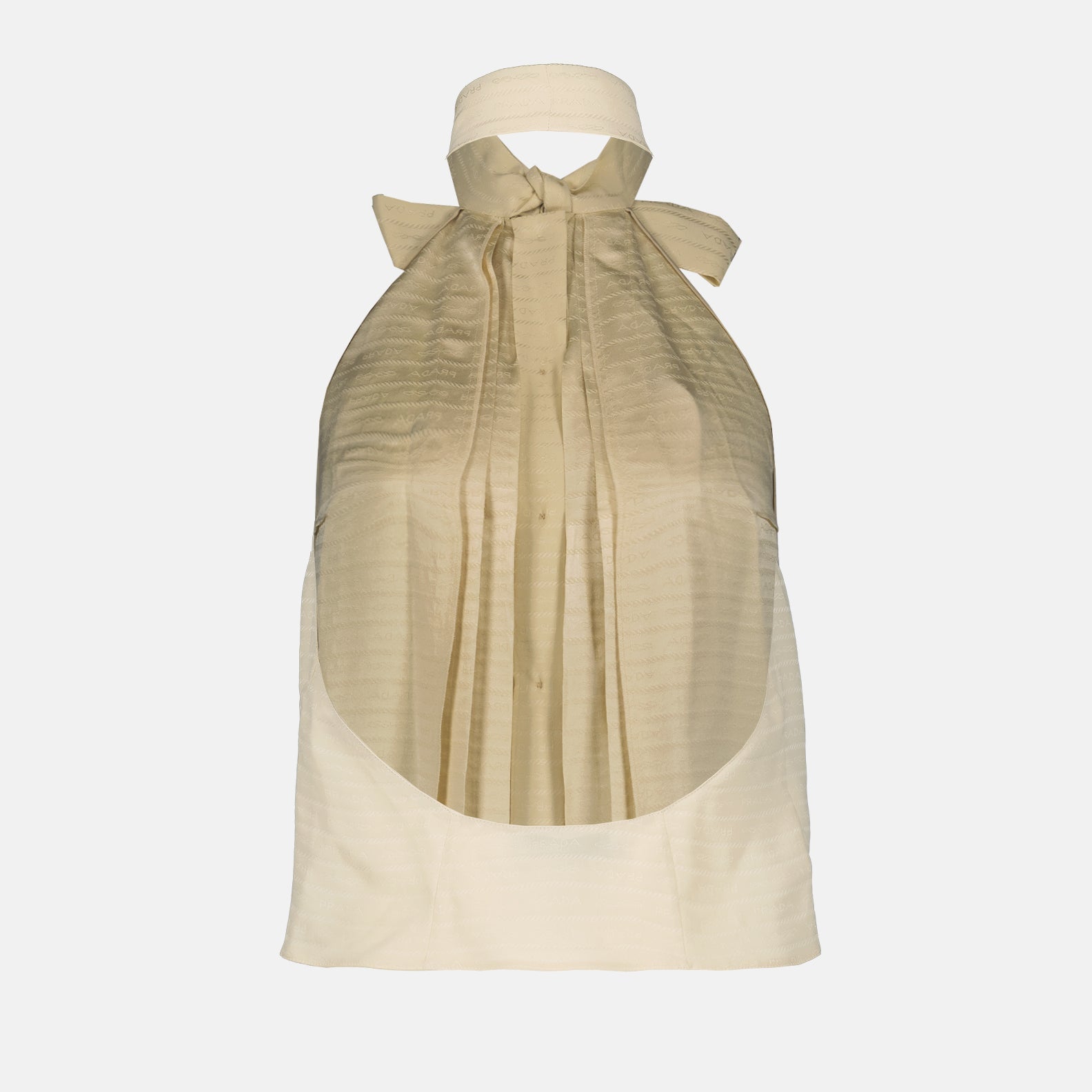 Prada womenswear, sleeveless silk shirt, luxury fashion, designer clothing, elegant wardrobe