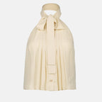 Prada womenswear, sleeveless silk shirt, luxury fashion, designer clothing, elegant wardrobe