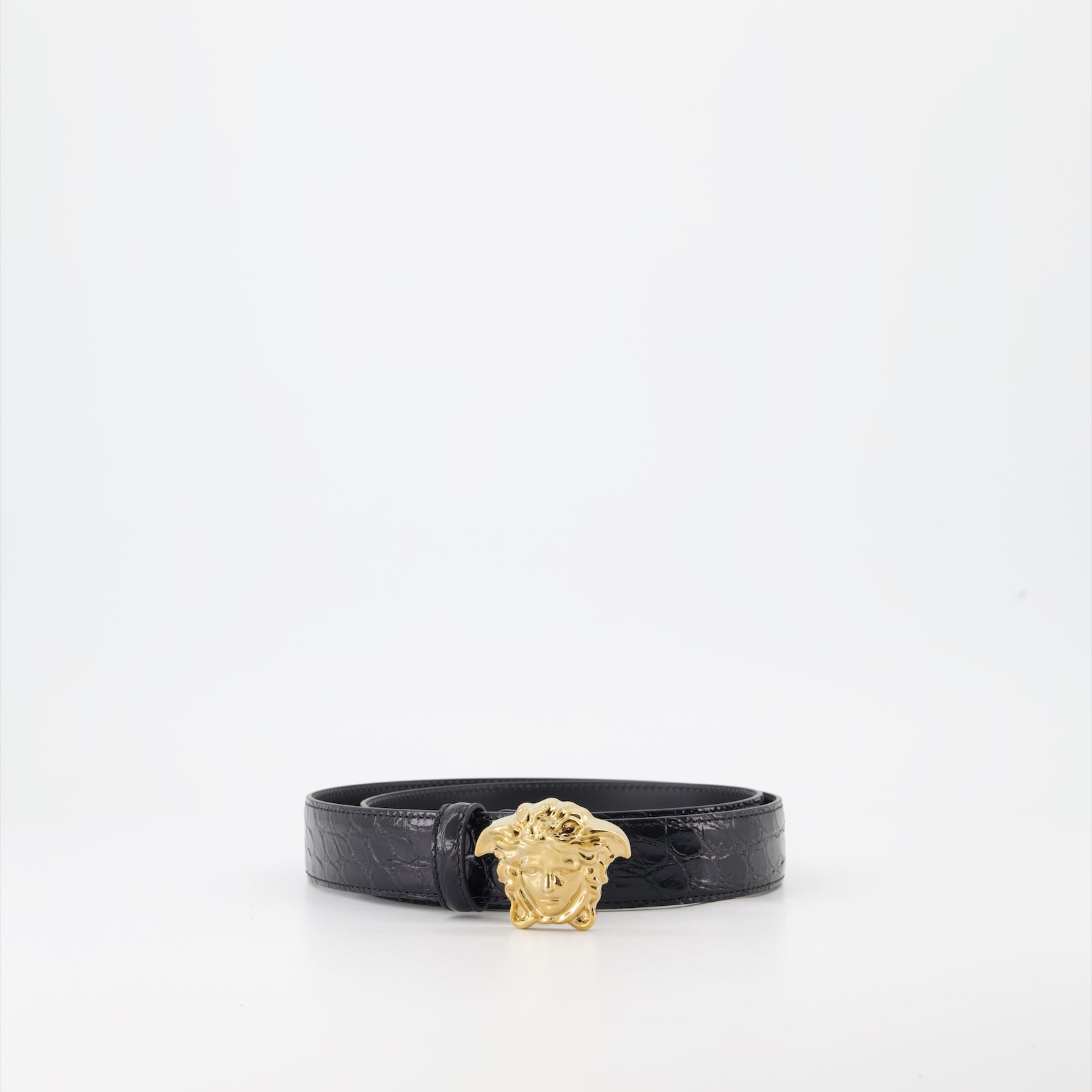 Versace belt, Medusa belt, luxury accessories, textured leather belt, designer belt