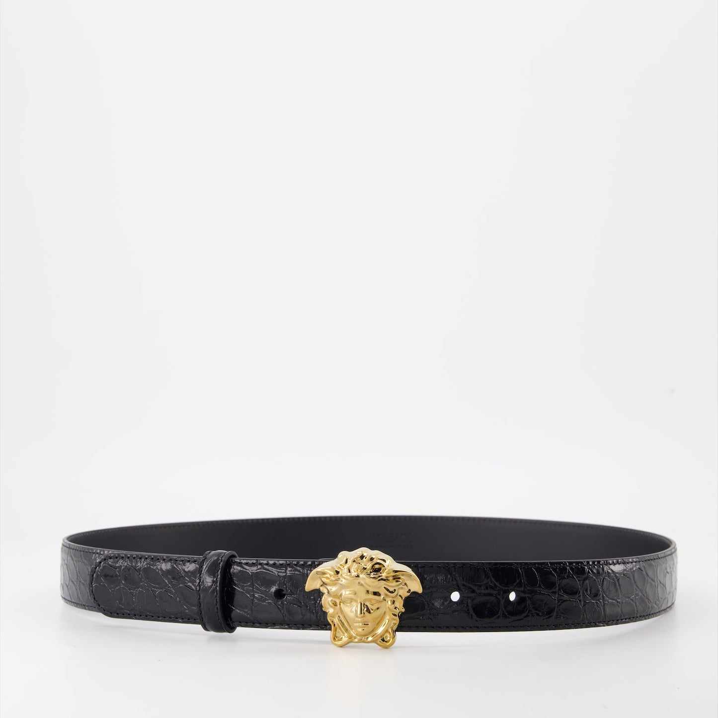 Versace belt, Medusa belt, luxury accessories, textured leather belt, designer belt