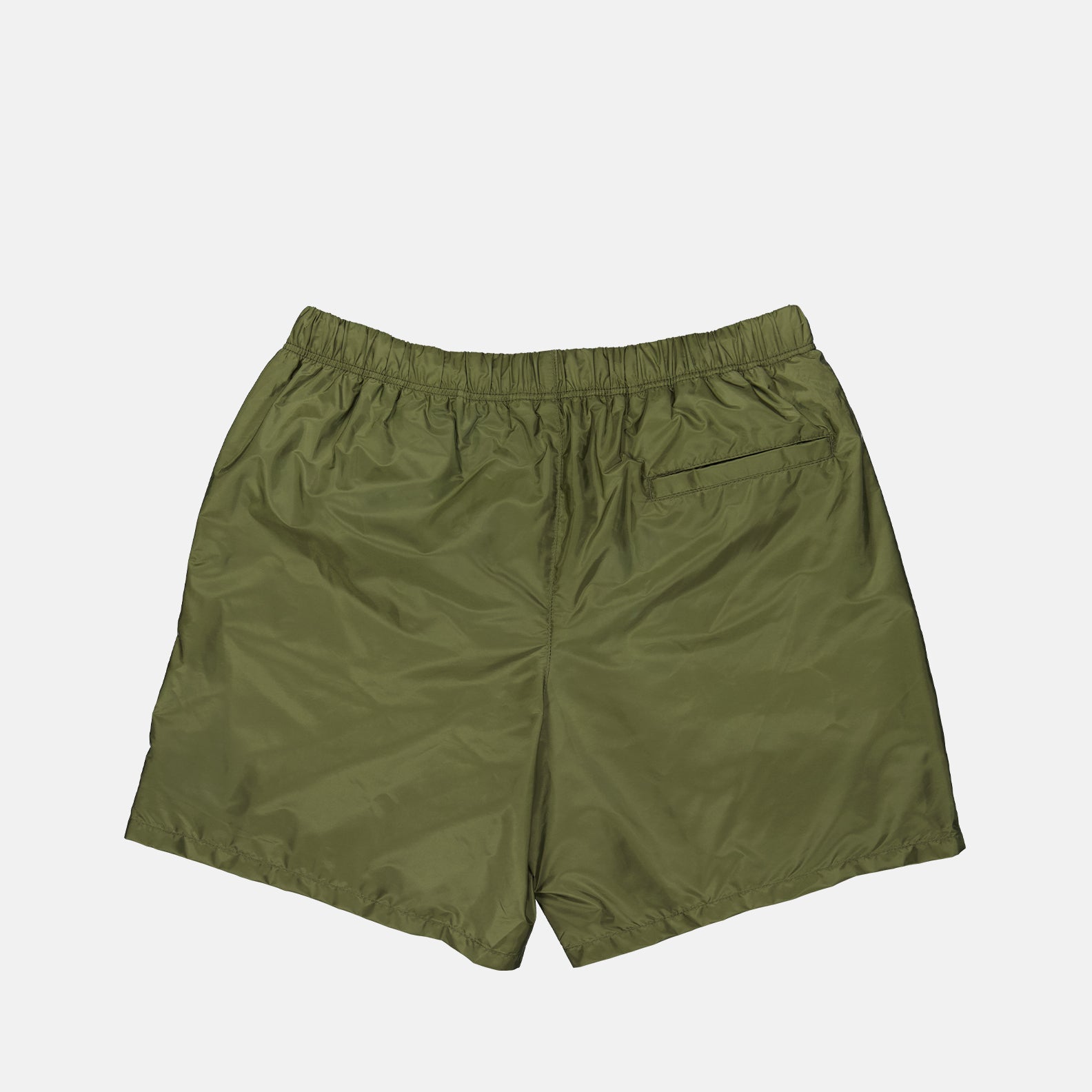 Prada swim shorts, green swim shorts, luxury beachwear, designer swimwear, men's fashion