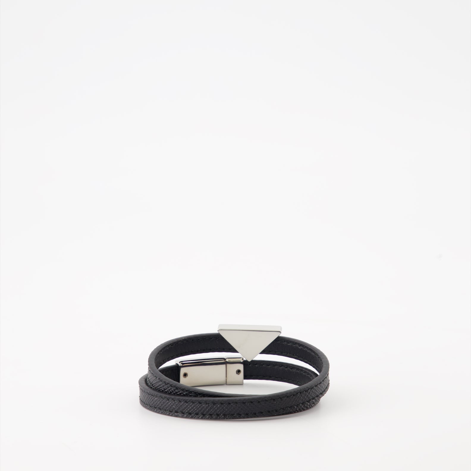Saffiano leather bracelet, double wrap bracelet, Prada accessory, luxury leather bracelet, Italian craftsmanship