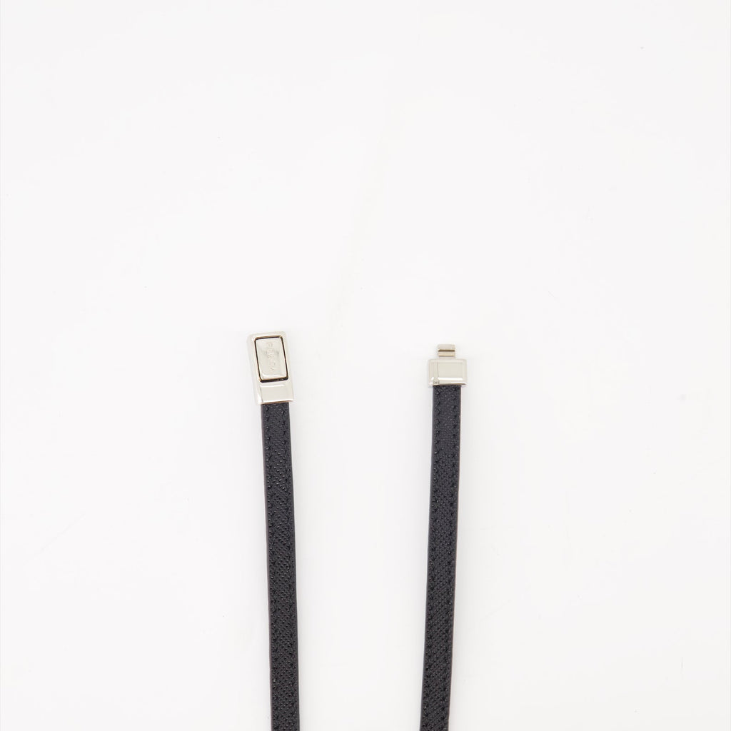 Saffiano leather bracelet, double wrap bracelet, Prada accessory, luxury leather bracelet, Italian craftsmanship