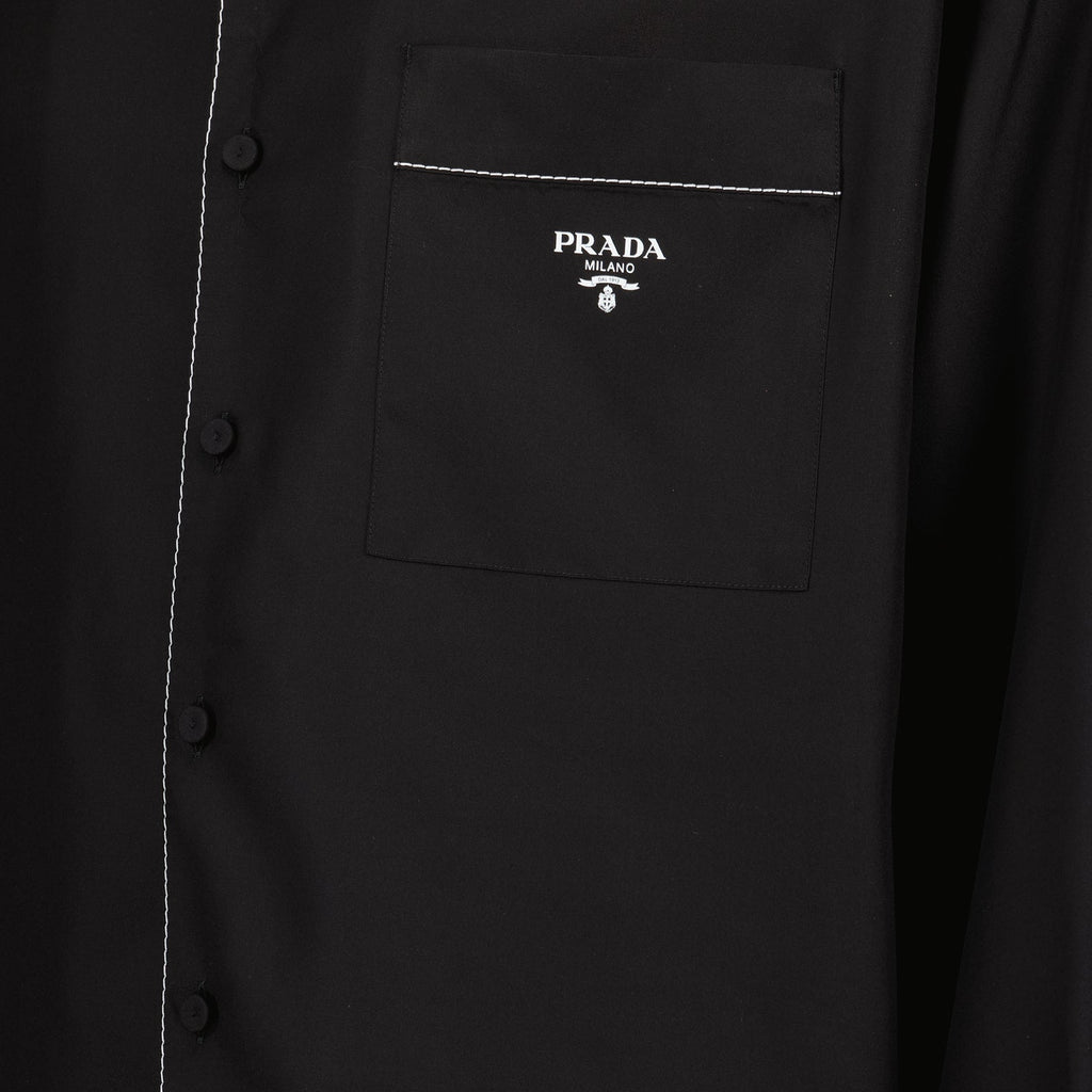 Camisa elegante em seda preta Prada homem