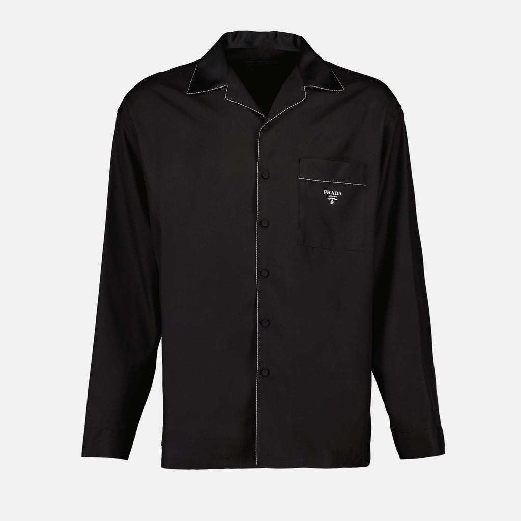 Prada Silk Shirt, Men, Black, Size M