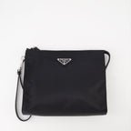 Prada, Black Pochette, Re-Nylon Accessory, Luxury Pocket, High-end Style