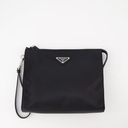 Prada, Black Pochette, Re-Nylon Accessory, Luxury Pocket, High-end Style