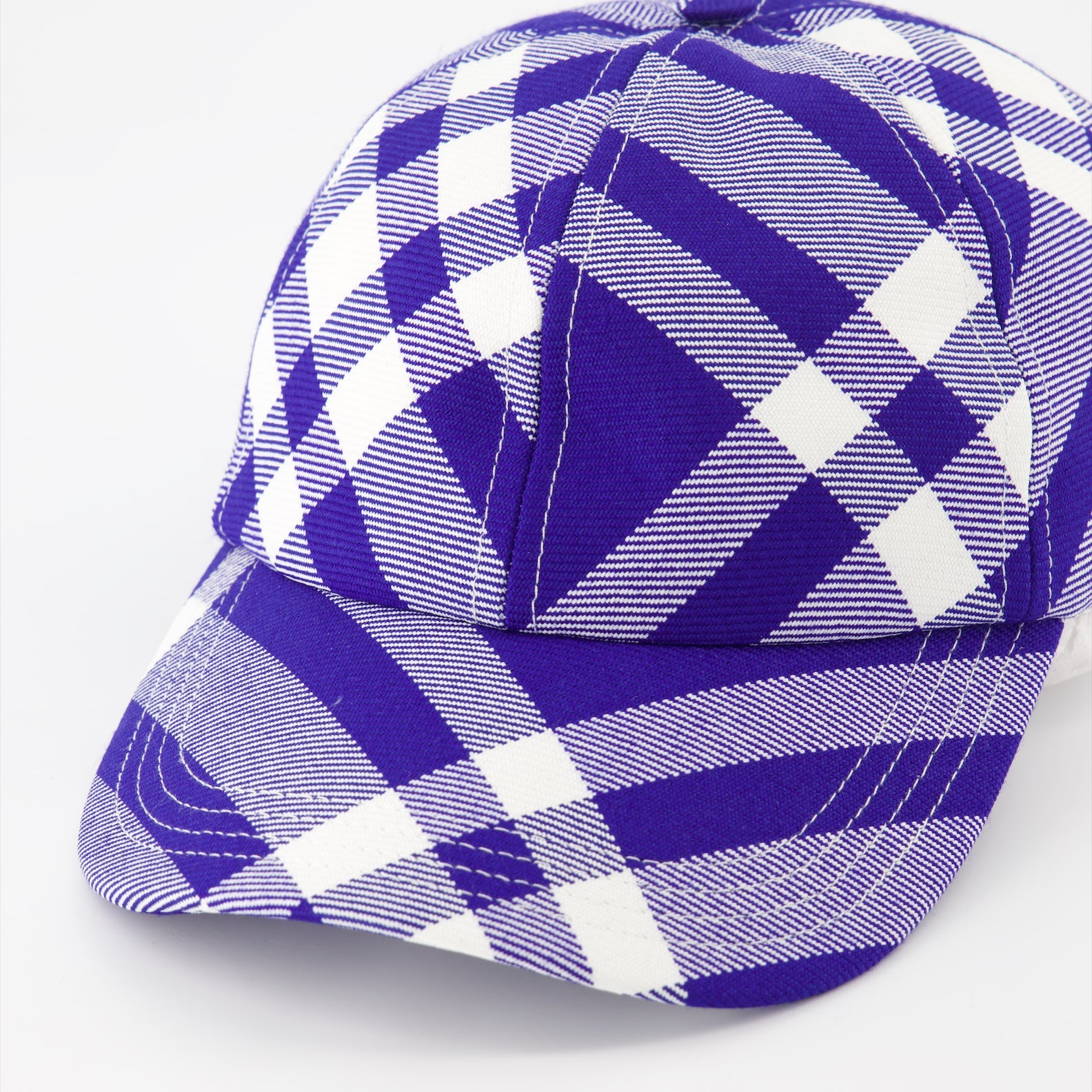 luxury baseball cap, Burberry checkered cap, blue and white cap, designer unisex cap, Burberry accessories