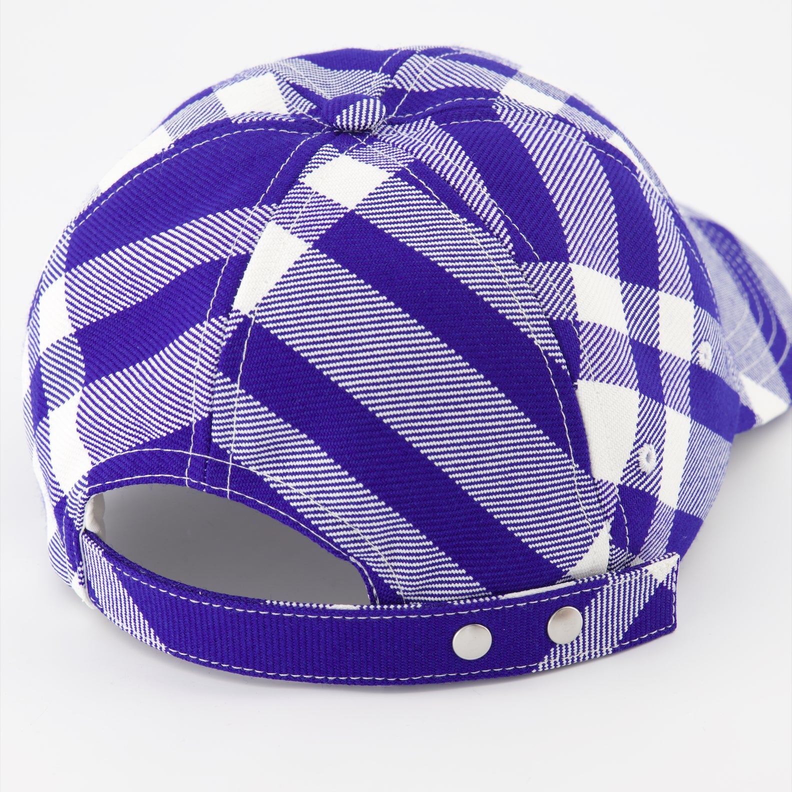 luxury baseball cap, Burberry checkered cap, blue and white cap, designer unisex cap, Burberry accessories