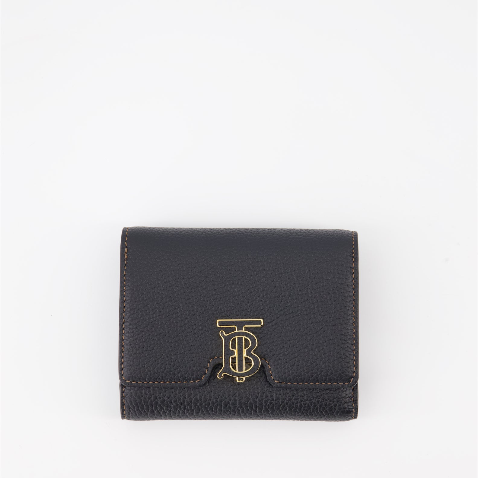 Burberry wallet, luxury leather wallet, black leather wallet, TB compact wallet, high-end accessories