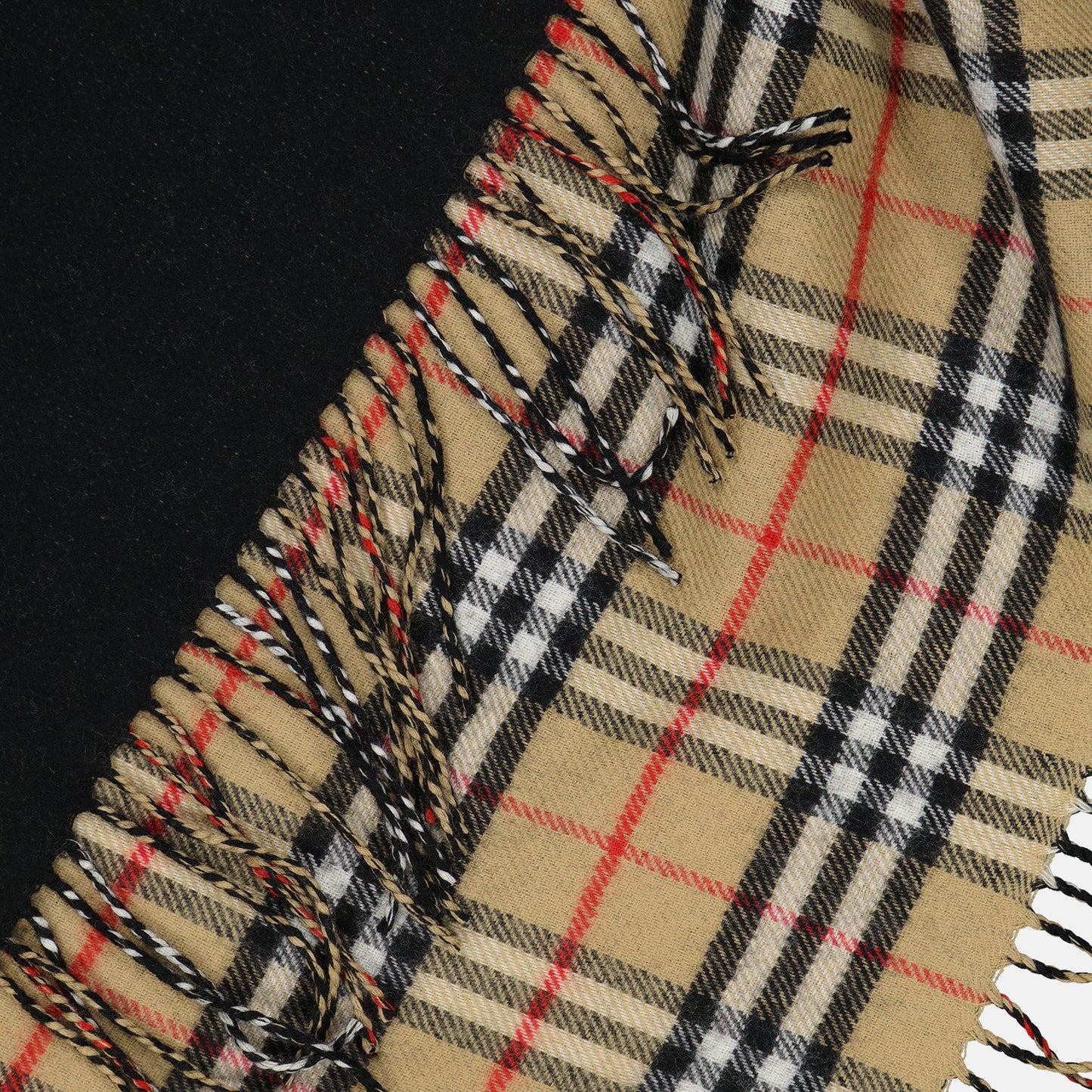 black wool poncho, Burberry checkered poncho, luxury outerwear, high-end fashion poncho, timeless wool poncho