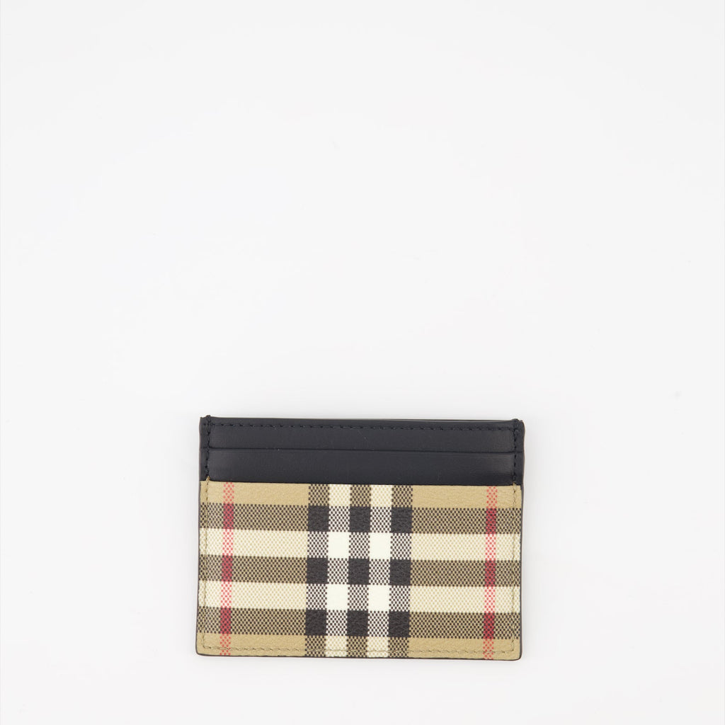 Burberry card holder, vintage checkered wallet, luxury accessories, high-end card case, elegant card holder