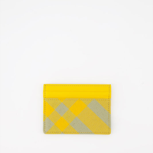 luxury cardholder, yellow check cardholder, designer cardholder, Burberry accessory, high-end cardholder