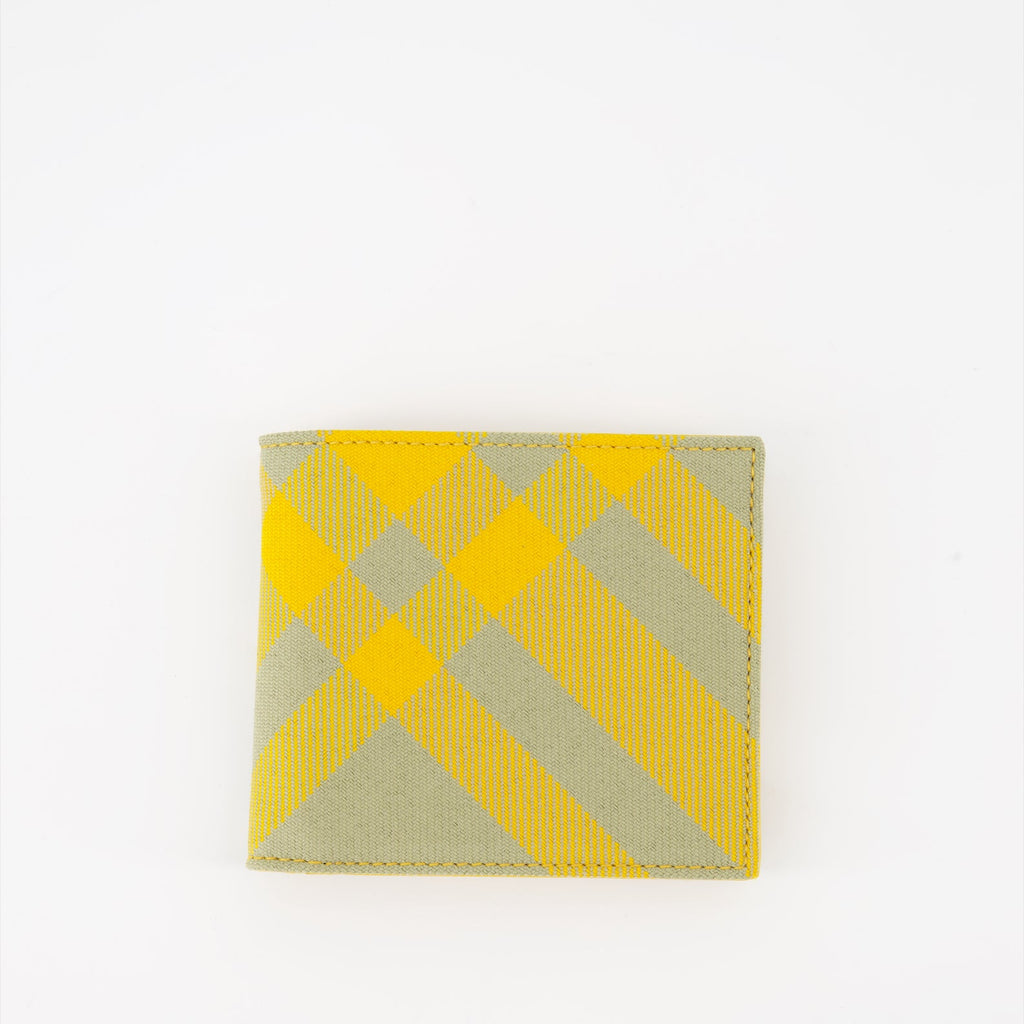 Burberry wallet, luxury accessories, yellow checkered wallet, sophisticated wallet, premium wallet